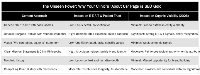 The Unseen Power: Why Your Clinic's 'About Us' Page is SEO Gold — The SEO Value of 'About Us' and 'Our Philosophy' Pages for Clinics