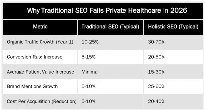 Why Traditional SEO Fails Private Healthcare in 2026 — Holistic SEO vs. Traditional SEO: A 2026 Analysis for Private Healthcare