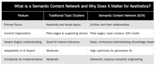What is a Semantic Content Network and Why Does it Matter for Aesthetics? — Designing a Semantic Content Network (SCN) for Topical Authority in Aesthetics